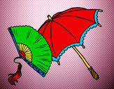 Dibujo Abanico y paraguas pintado por florcita02