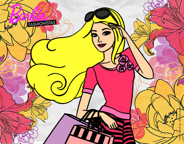 Dibujo Barbie con bolsas pintado por princesit1