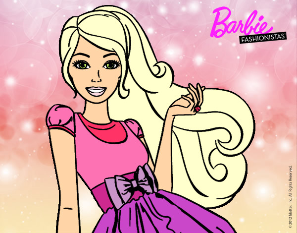Dibujo Barbie con su vestido con lazo pintado por seimi2