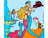 Dibujo Barbie sirena y la reina sirena pintado por leslie2002
