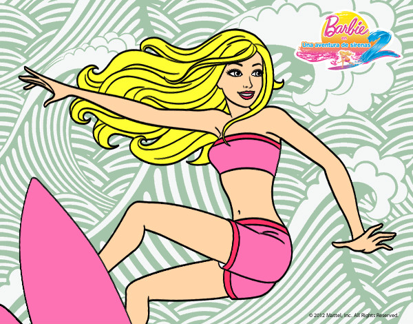 Dibujo Barbie surfeando pintado por princesit1
