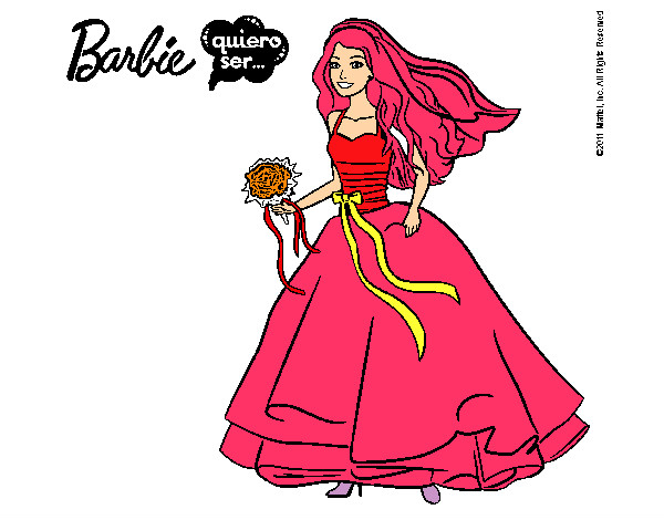 Dibujo Barbie vestida de novia pintado por WINNIE2007