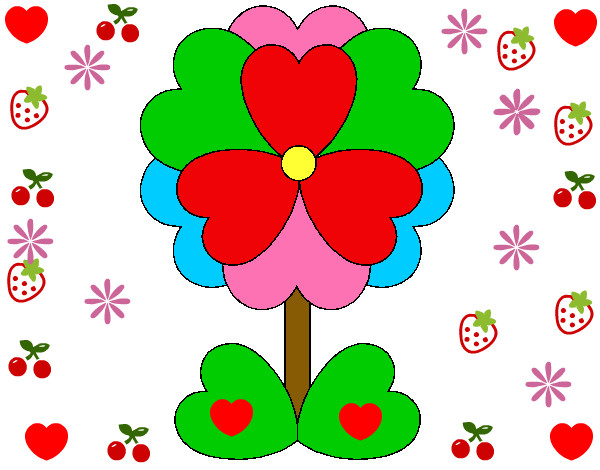 Dibujo Flor de corazones pintado por yailine