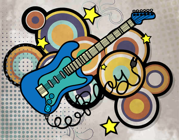 Dibujo Guitarra y estrellas pintado por Nenavel