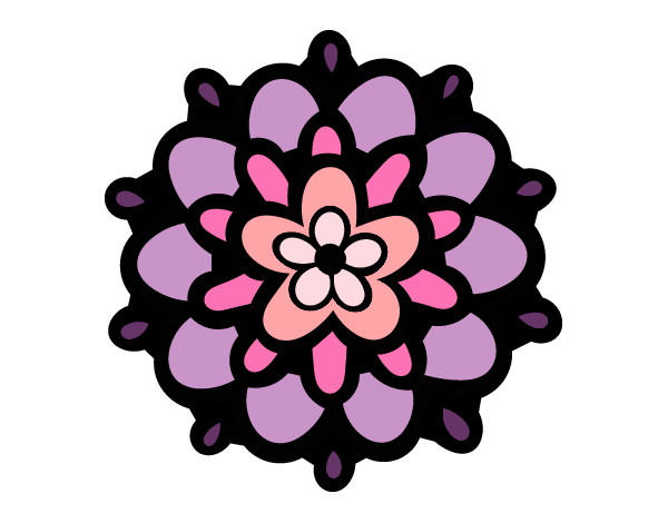 Dibujo Mándala con una flor pintado por lily359