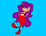 Dibujo Sirena con los brazos en la cardera pintado por aly-mula