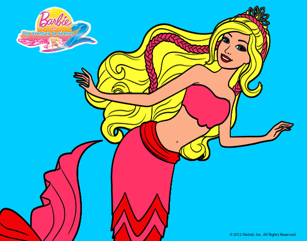 Dibujo Sirena nadando pintado por barbi1