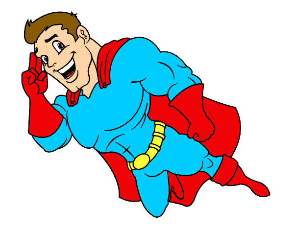Dibujo Superhéroe volando pintado por matimonte
