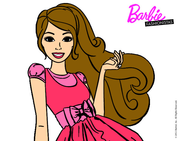 Dibujo Barbie con su vestido con lazo pintado por Jennifer01