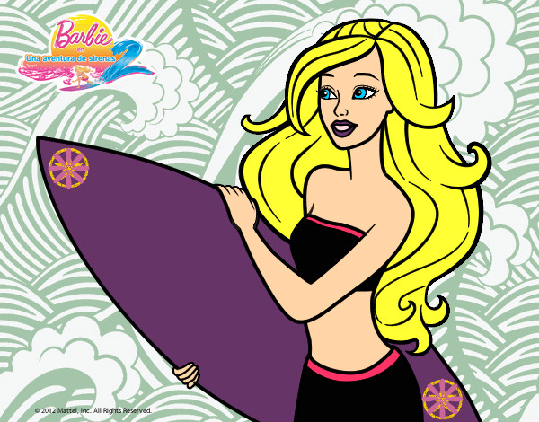 Dibujo Barbie va a surfear pintado por Emily17