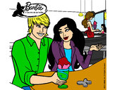 Dibujo Barbie y su amigo en la heladería pintado por Jennifer01