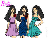 Dibujo Barbie y sus amigas vestidas de fiesta pintado por Jennifer01