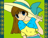 Dibujo Chica con sombrero pamela pintado por Neko-chan