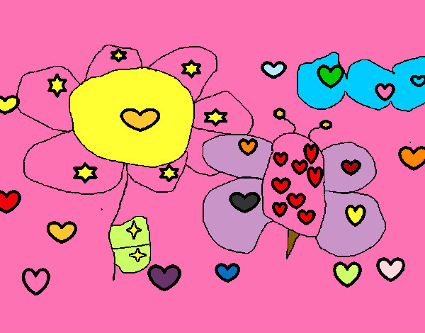 Dibujo Flores y corazones pintado por Daniela2