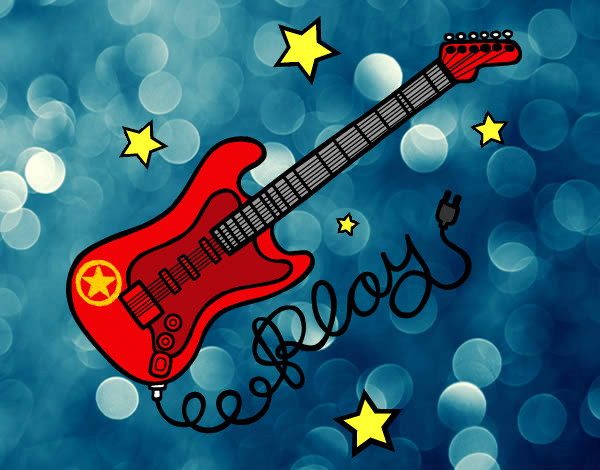 Dibujo Guitarra y estrellas pintado por IsaEscrich