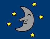 Dibujo Luna con estrellas pintado por klarianyel