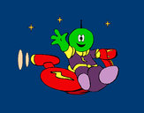 Dibujo Marcianito en moto espacial pintado por Seirita6