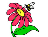 Dibujo Margarita con abeja pintado por licesita