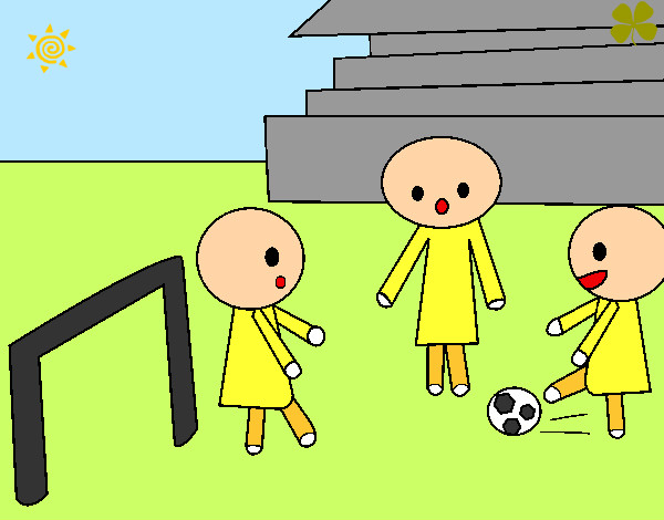 Dibujo Niños jugando a futbol pintado por zule