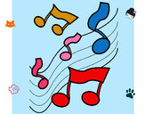 Dibujo Notas en la escala musical pintado por kiitytha