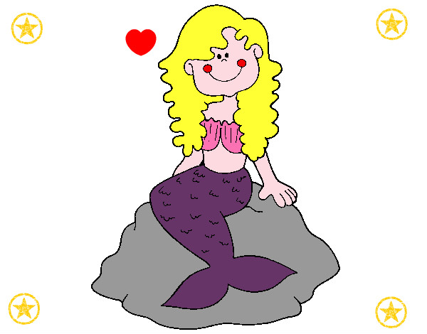 Dibujo Sirena sentada en una roca pintado por pucca257