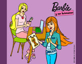 Dibujo Barbie y su hermana merendando pintado por queyla