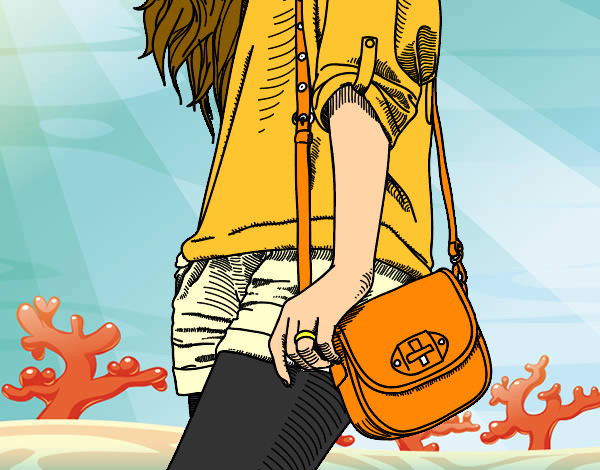 Dibujo Chica con bolso pintado por carl