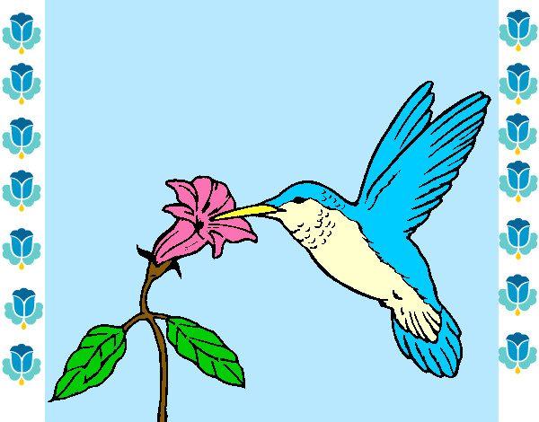 Dibujo Colibrí y una flor pintado por lily359