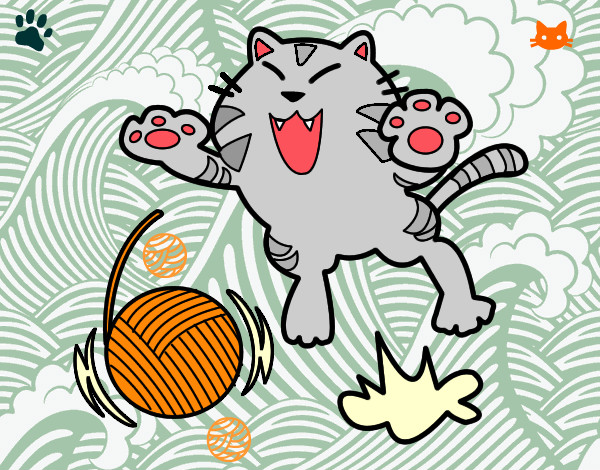 Dibujo Gato juguetón pintado por laackami