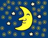 Dibujo Luna con estrellas pintado por victico