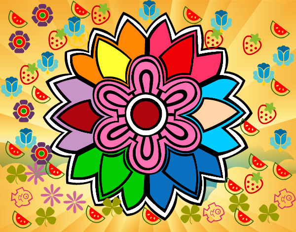 Dibujo Mándala con forma de flor weiss pintado por benjacaro