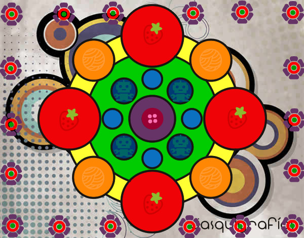 Dibujo Mandala con redondas pintado por Rosada