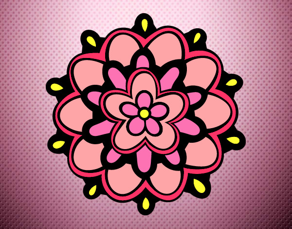 Dibujo Mándala con una flor pintado por Rosada
