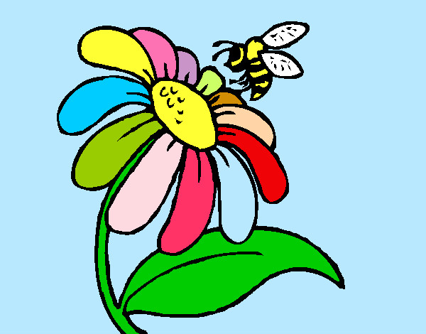 Dibujo Margarita con abeja pintado por JayJay02