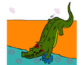 Dibujo Aligátor entrando al agua pintado por miguesergi