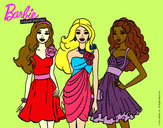 Dibujo Barbie y sus amigas vestidas de fiesta pintado por vickylindy