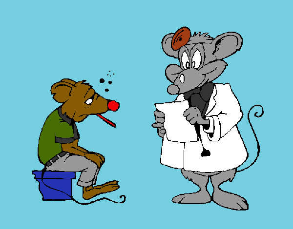 Dibujo Doctor y paciente ratón pintado por yolenny