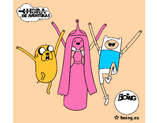 Dibujo Jake, Princesa Chicle y Finn pintado por Regi100