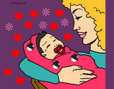 Dibujo Madre con su bebe II pintado por santiool