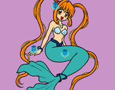 Dibujo Sirena con perlas pintado por daniela12d