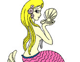 Dibujo Sirena y perla pintado por paal