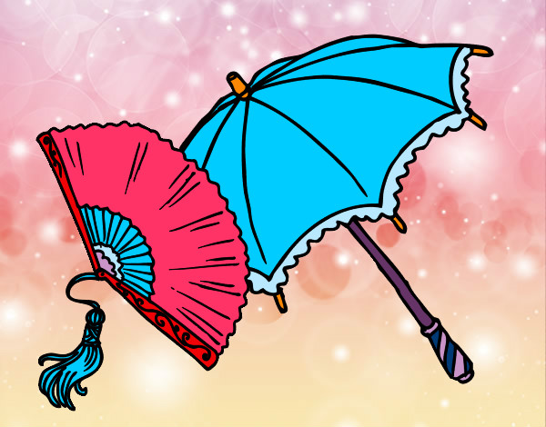 Dibujo Abanico y paraguas pintado por maria365