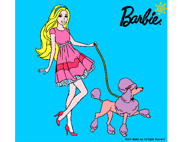 Dibujo Barbie paseando a su mascota pintado por kattyan