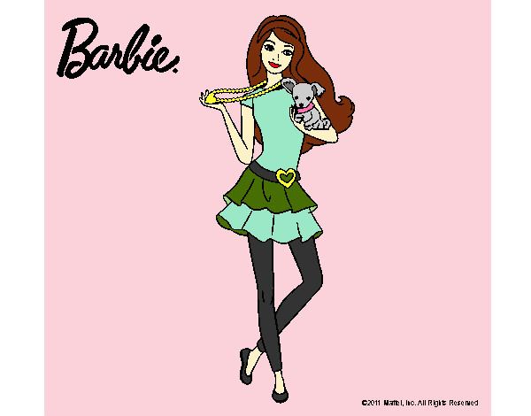 Dibujo Barbie y su mascota pintado por MENCHUX