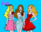 Dibujo Barbie y sus amigas vestidas de fiesta pintado por cajaevalon