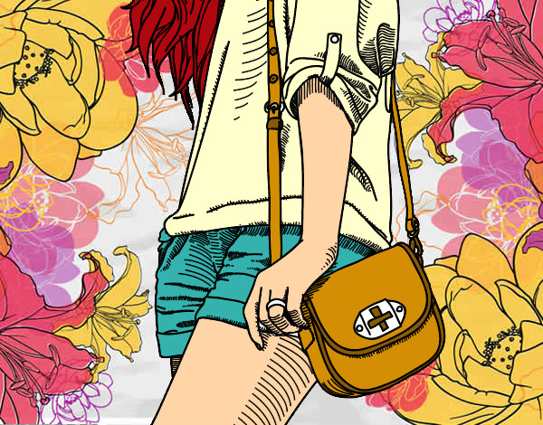 Dibujo Chica con bolso pintado por Elena2000