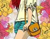 Dibujo Chica con bolso pintado por Elena2000