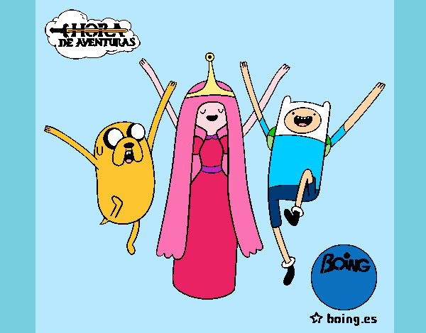 Dibujo Jake, Princesa Chicle y Finn pintado por Eevee007