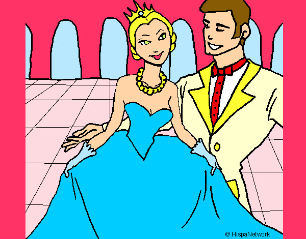 Dibujo Princesa y príncipe en el baile pintado por vickylindy