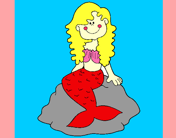 Dibujo Sirena sentada en una roca pintado por seyka